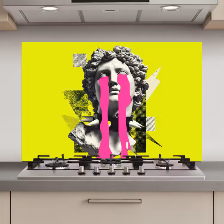 Buste - Verf - Geel keuken achterwand spatscherm klein -3d_website