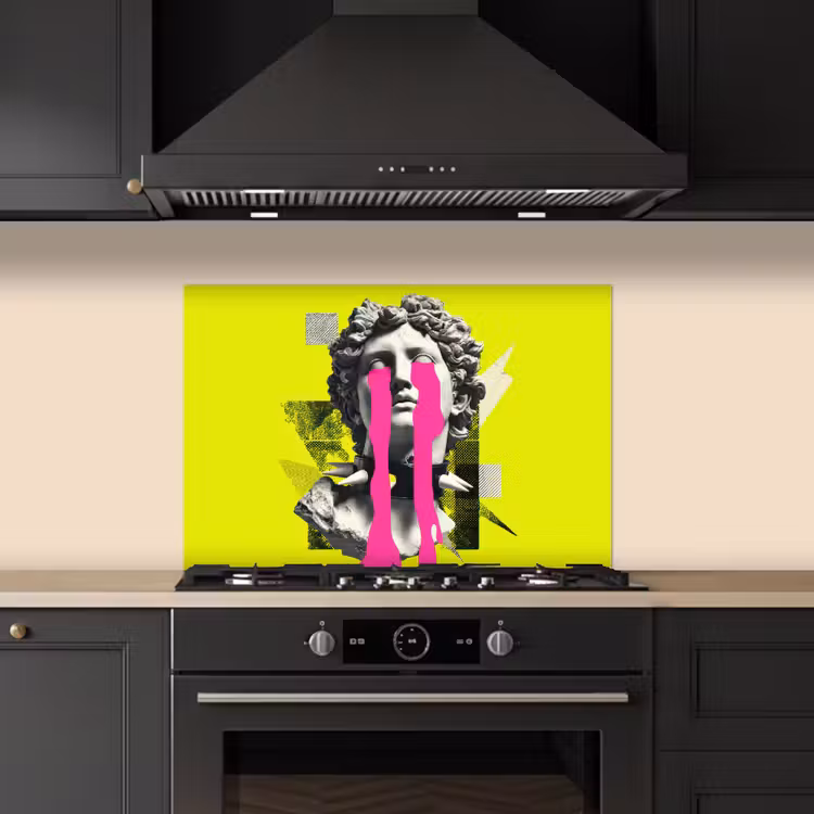Buste - Verf - Geel keuken achterwand spatscherm klein -sfeer1