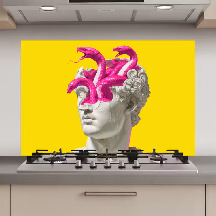 Buste - Slangen - Geel keuken achterwand spatscherm klein -3d_website