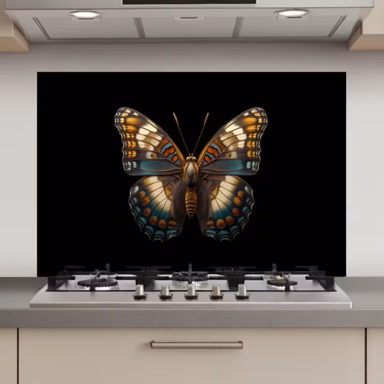 Vlinder - Kleurrijk - mozaïekachtig keuken achterwand spatscherm klein -3d_website