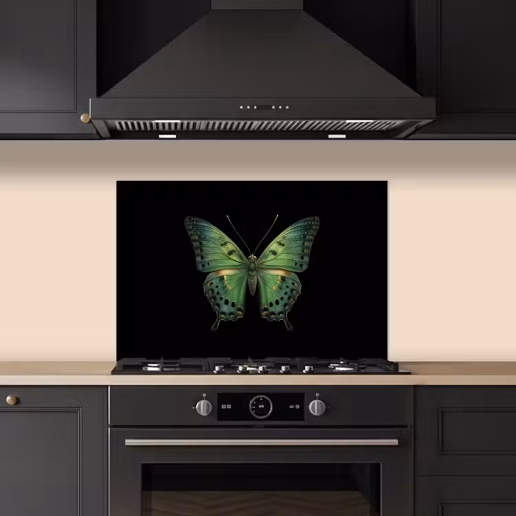 Vlinder - Groen - Diepte keuken achterwand spatscherm klein -sfeer1