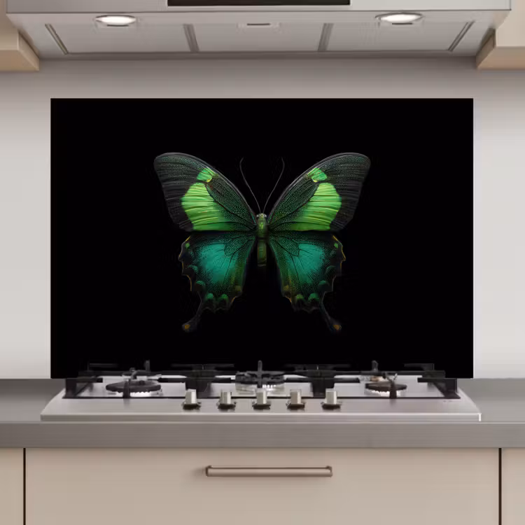 Vlinder - Groen - Opvallend keuken achterwand spatscherm klein -3d_website