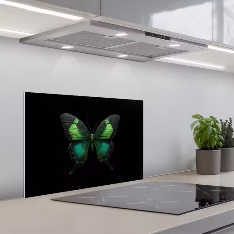 Vlinder - Groen - Opvallend keuken achterwand spatscherm klein -3d_schuin