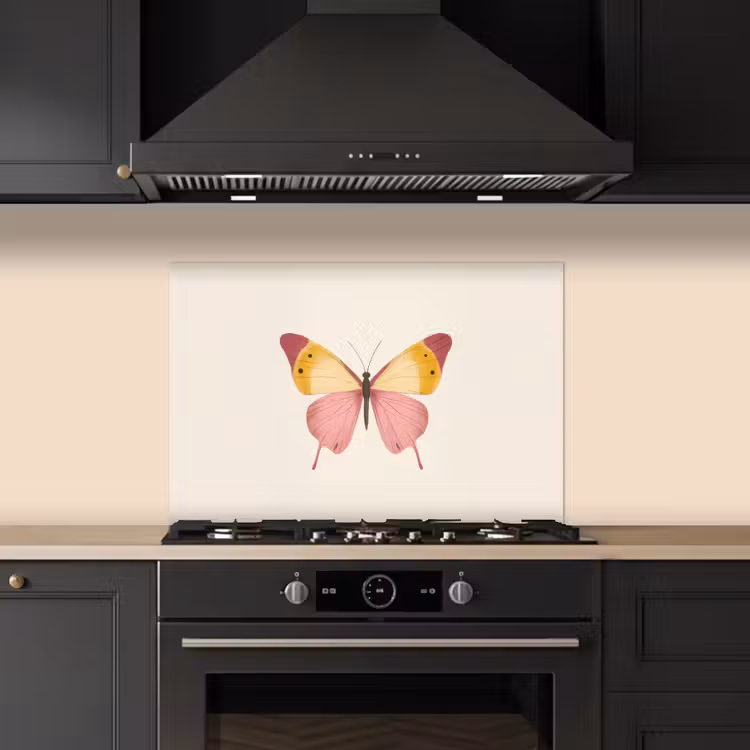 Vlinder - Illustratie - Roze keuken achterwand spatscherm klein -sfeer1