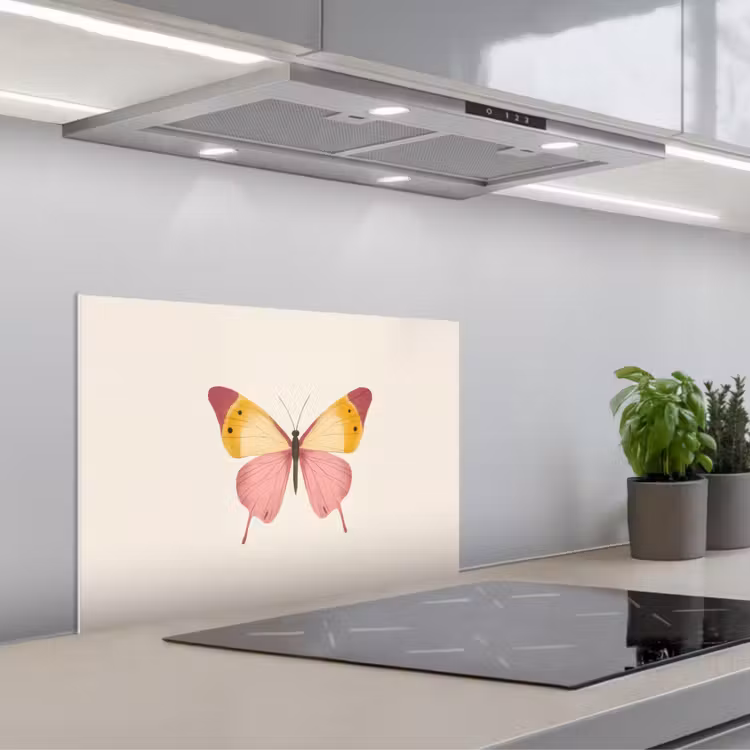Vlinder - Illustratie - Roze keuken achterwand spatscherm klein -3d_schuin