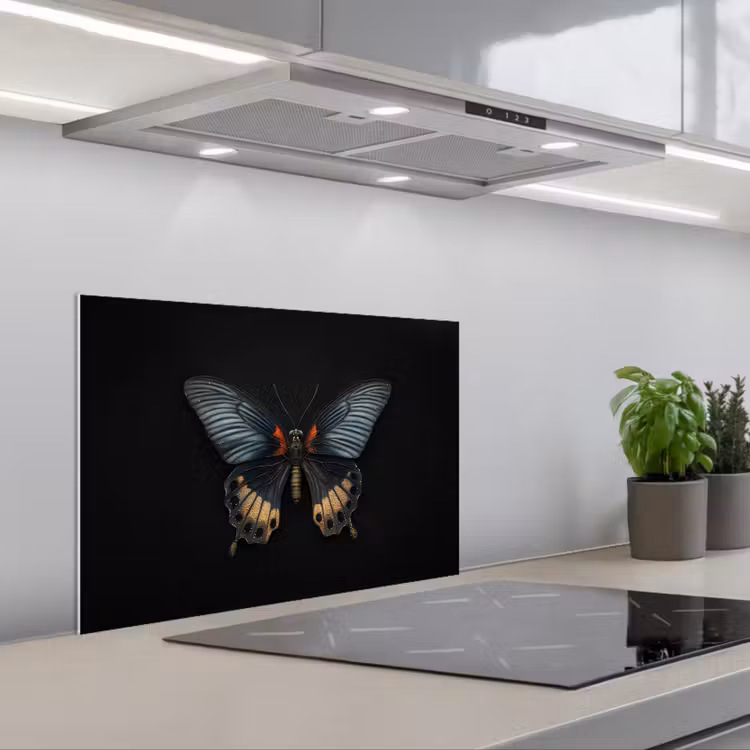 Vlinder - Metaalachtig - Geometrisch patroon keuken achterwand spatscherm klein -3d_schuin