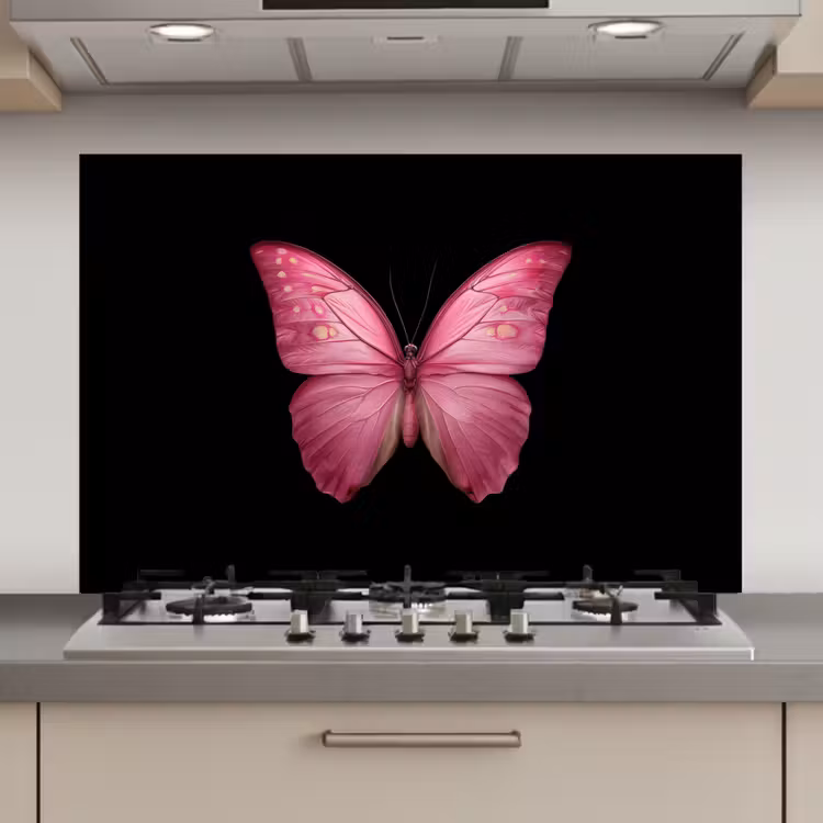 Vlinder - roze - Elegant keuken achterwand spatscherm klein -3d_website