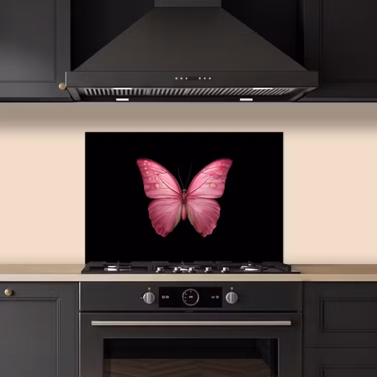 Vlinder - roze - Elegant keuken achterwand spatscherm klein -sfeer1