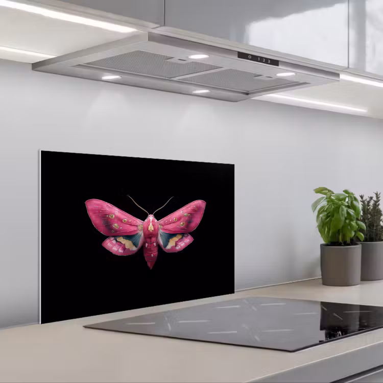 Vlinder - Roze - Nachtvlinder keuken achterwand spatscherm klein -3d_schuin