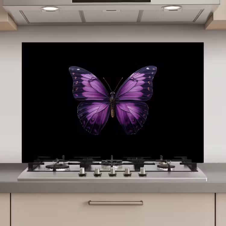 Vlinder - Paars - Levendig keuken achterwand spatscherm klein -3d_website