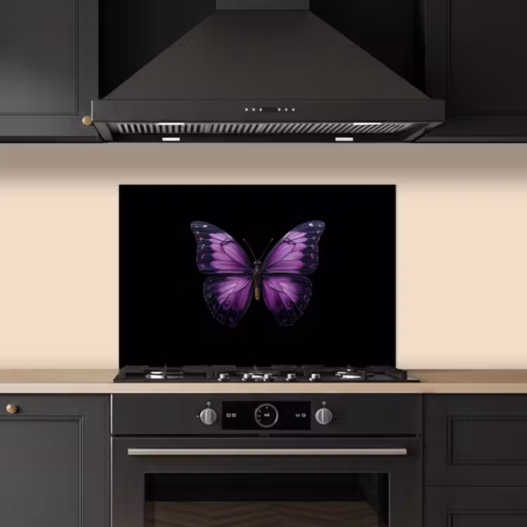 Vlinder - Paars - Levendig keuken achterwand spatscherm klein -sfeer1