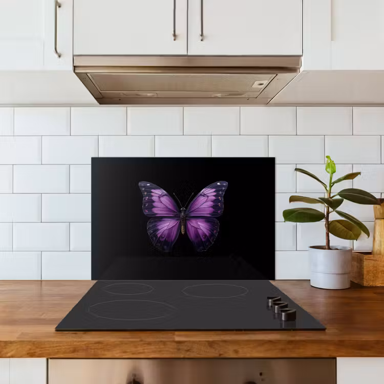 Vlinder - Paars - Levendig keuken achterwand spatscherm klein -sfeer2