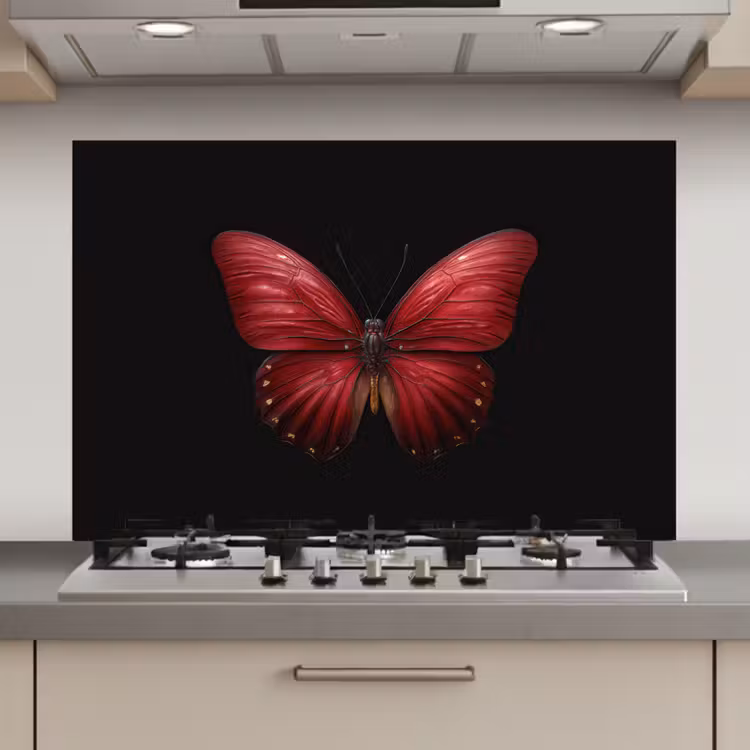 Vlinder - Rood - Minimalistisch keuken achterwand spatscherm klein -3d_website
