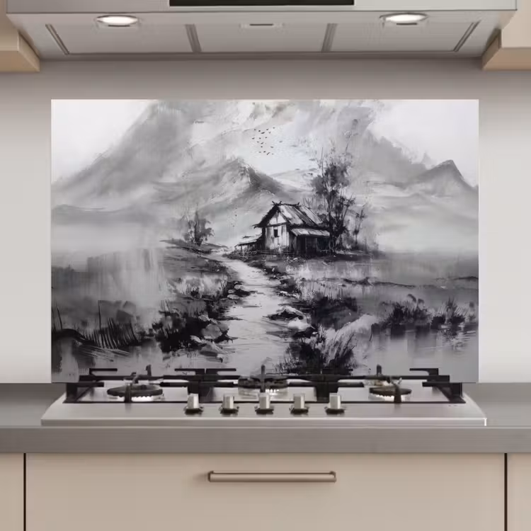 Hut - Grijs - Bergen - Mistig keuken achterwand spatscherm klein -3d_website