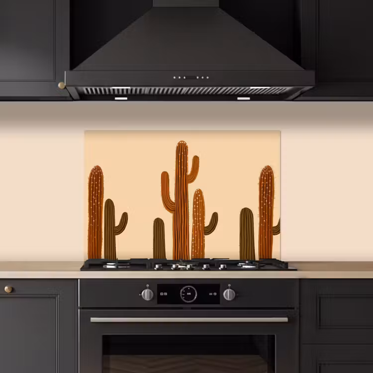 Cactus - Woestijn - Zand - Bruin keuken achterwand spatscherm klein -sfeer1