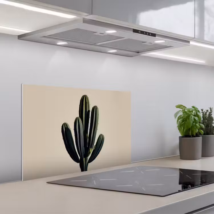 Cactus - Subtiel - Groen keuken achterwand spatscherm klein -3d_schuin