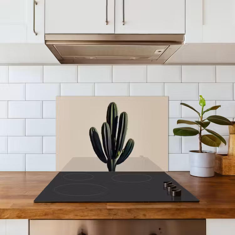 Cactus - Subtiel - Groen keuken achterwand spatscherm klein -sfeer2