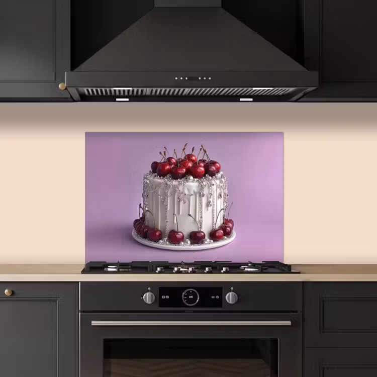 Taart - Kersen - Juwelen - Rood keuken achterwand spatscherm klein -sfeer1