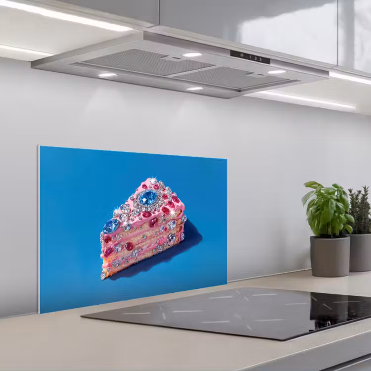Taart - Edelstenen - Glitters - Roze keuken achterwand spatscherm klein -3d_schuin