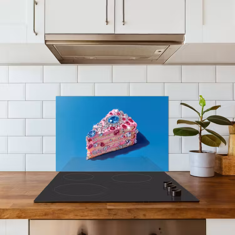 Taart - Edelstenen - Glitters - Roze keuken achterwand spatscherm klein -sfeer2