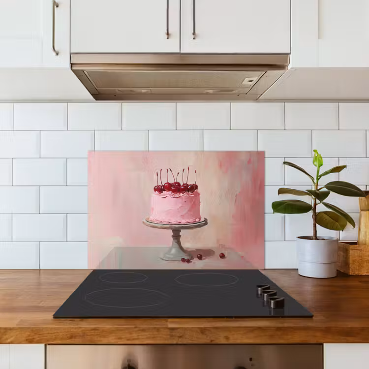 Taart - Pink - Cherry keuken achterwand spatscherm klein -sfeer2