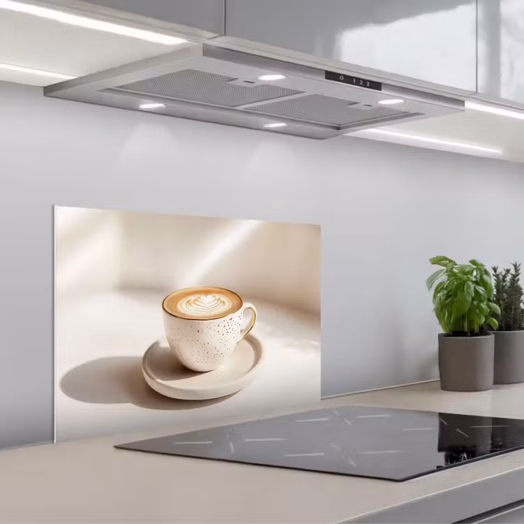 Cappuccino - Schuim - Schotel - Beige keuken achterwand spatscherm klein -3d_schuin