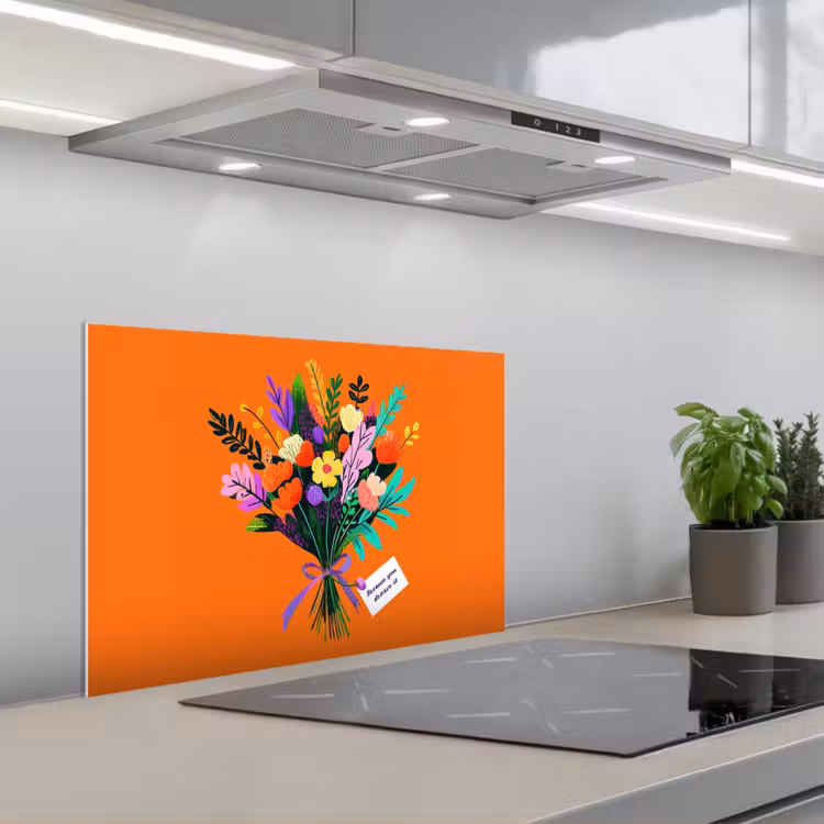 Kaartje - Boeket - Bloemen keuken achterwand spatscherm klein -3d_schuin