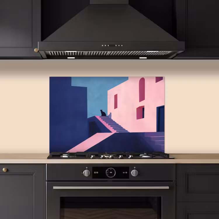 Kat - Trap - Gebouwen - Schaduwcontrasten keuken achterwand spatscherm klein -sfeer1