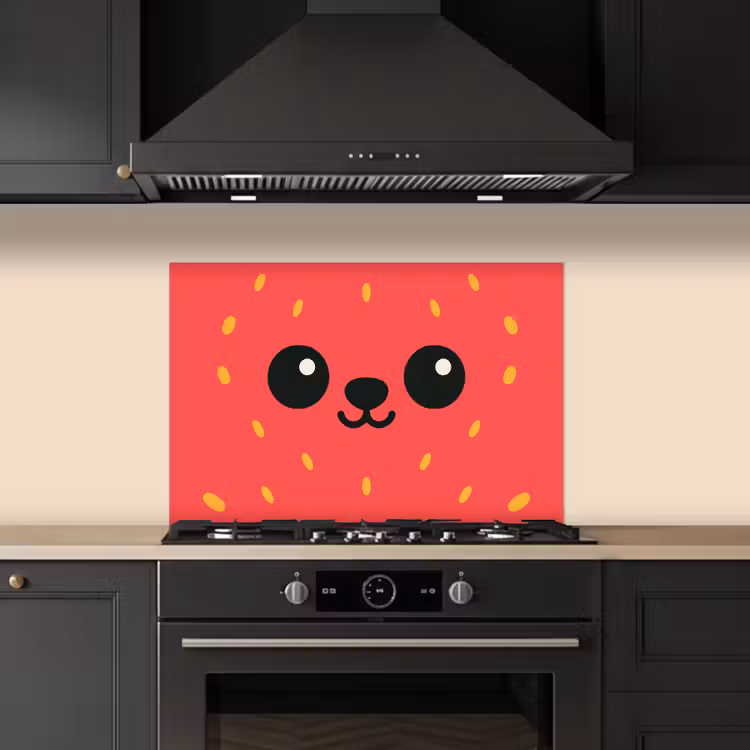 Kat - Aardbei - Cartoon keuken achterwand spatscherm klein -sfeer1