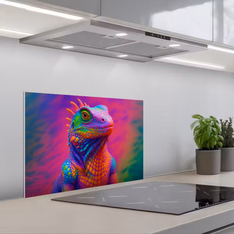 Kameleon - Dieren - Neon - Kleur keuken achterwand spatscherm klein -3d_schuin