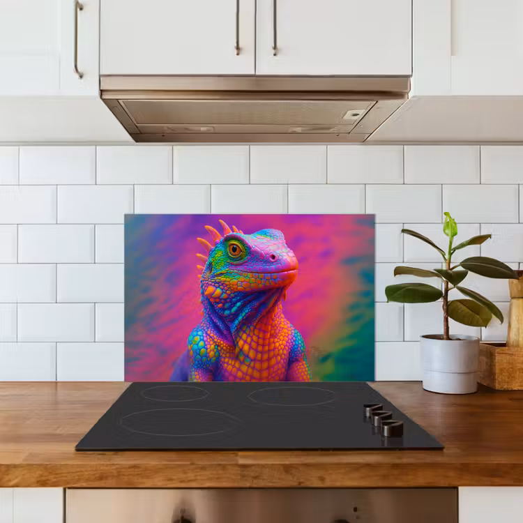 Kameleon - Dieren - Neon - Kleur keuken achterwand spatscherm klein -sfeer2