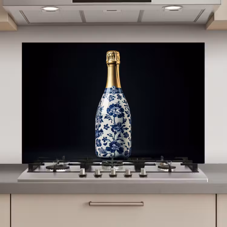 Champagne - Bloemen - Goud - Chique keuken achterwand spatscherm klein -3d_website