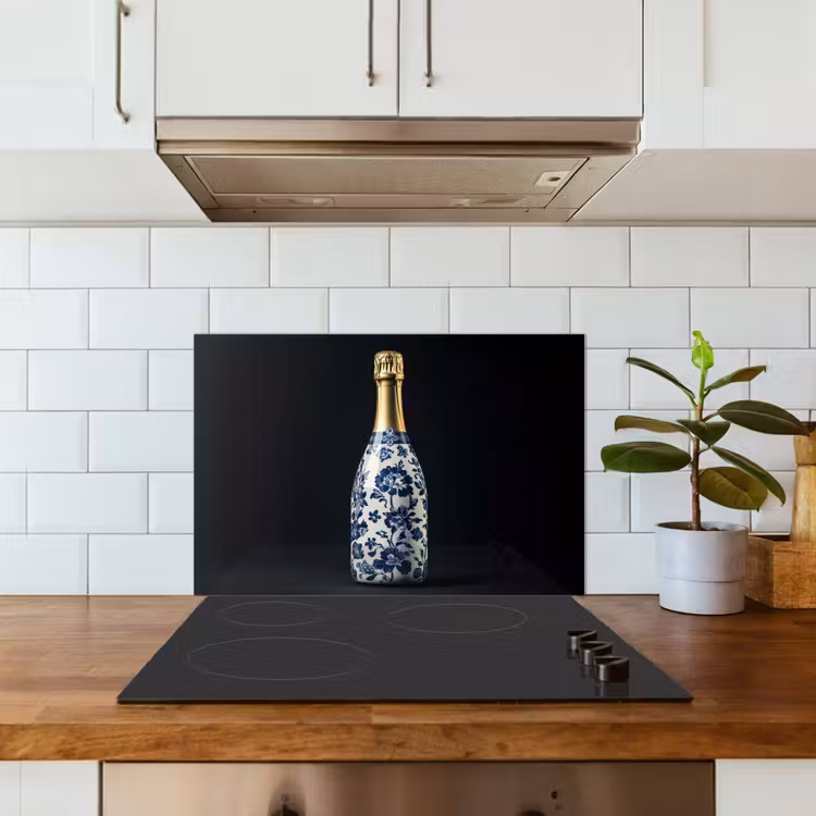 Champagne - Bloemen - Goud - Chique keuken achterwand spatscherm klein -sfeer2