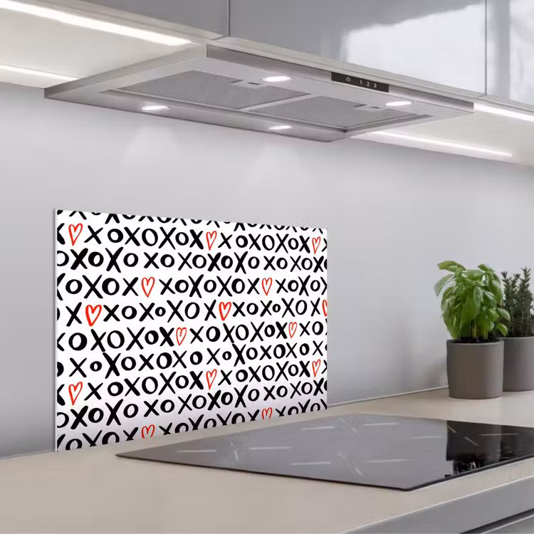 Tekens - Harten - Rood keuken achterwand spatscherm klein 900 -3d_schuin
