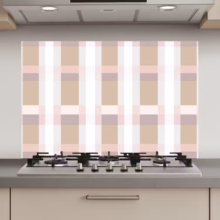 Ruitpatroon - Aardetinten - Minimalistisch keuken achterwand spatscherm klein 900 -3d_website