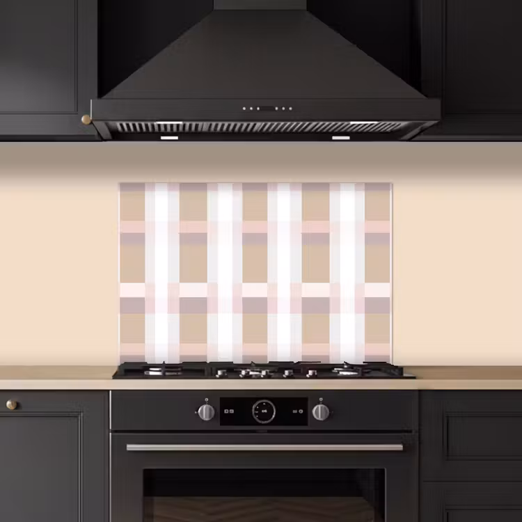 Ruitpatroon - Aardetinten - Minimalistisch keuken achterwand spatscherm klein 900 -sfeer1