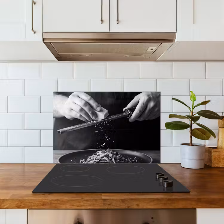Kaas - Pasta - Rasp keuken achterwand spatscherm klein -sfeer2