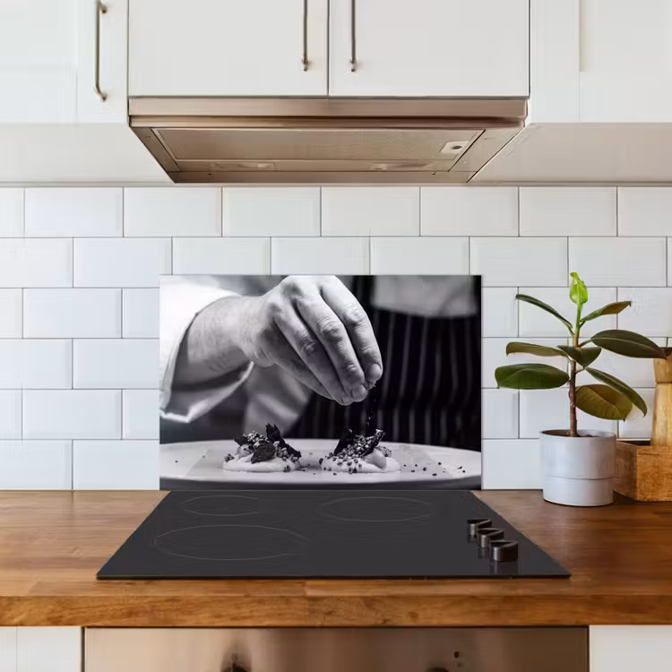 Chef - Garnering - Gerecht keuken achterwand spatscherm klein -sfeer2