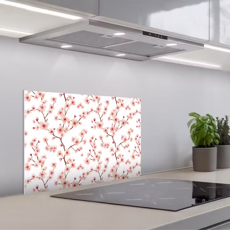 Kersenbloesem - Takken - Roze keuken achterwand spatscherm klein 900 -3d_schuin