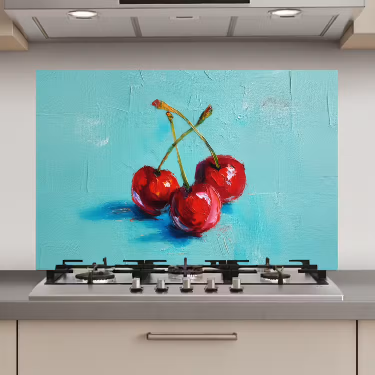 Kersen - Rood - Drie - Geverfd keuken achterwand spatscherm klein -3d_website