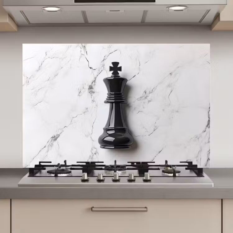 Schaakstuk - Koning - Zwart - Marmer keuken achterwand spatscherm klein -3d_website