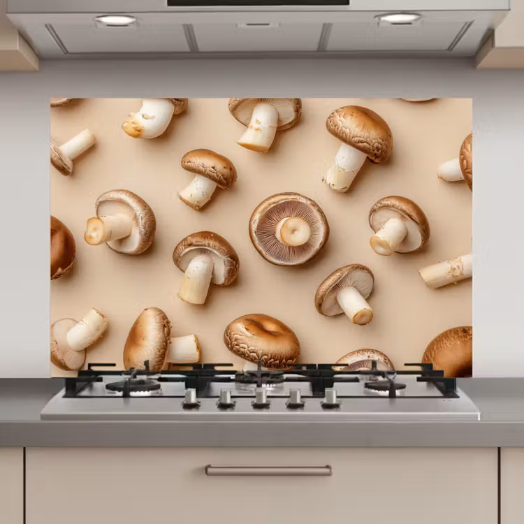 Kastanje Champignons - Beige keuken achterwand spatscherm klein -3d_website