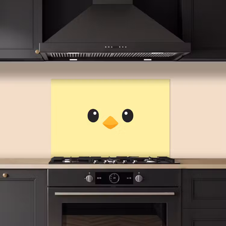 Kuiken - Vrolijk - Geel - Minimalistisch keuken achterwand spatscherm klein -sfeer1