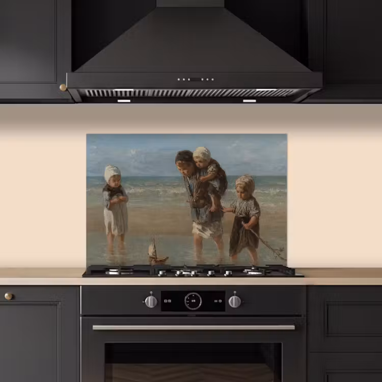 Kinderen der zee - Schilderij van Jozef Israëls keuken achterwand spatscherm klein -sfeer1