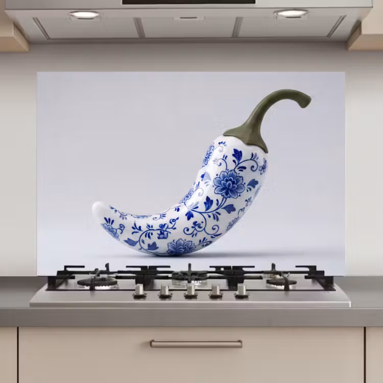Chilipeper - Keramiek - Blauw keuken achterwand spatscherm klein -3d_website