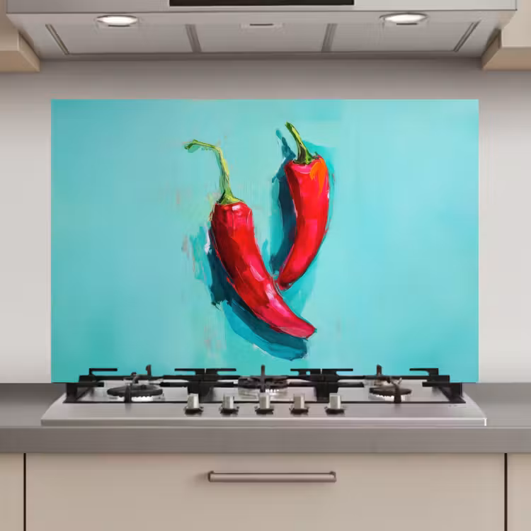 Chilipepers - Geverfd - Rood keuken achterwand spatscherm klein -3d_website