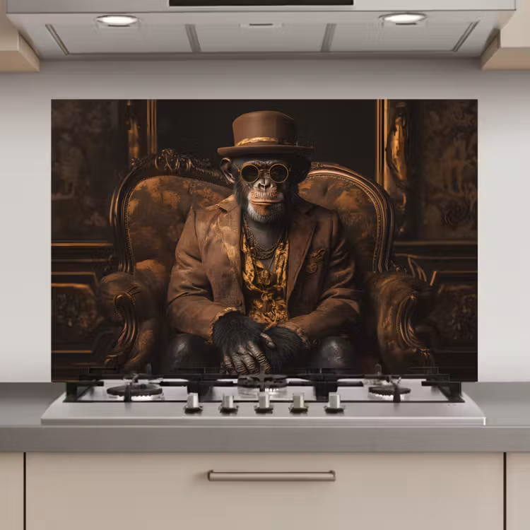 Chimpansee - Stoel - Pak - Bruin keuken achterwand spatscherm klein -3d_website