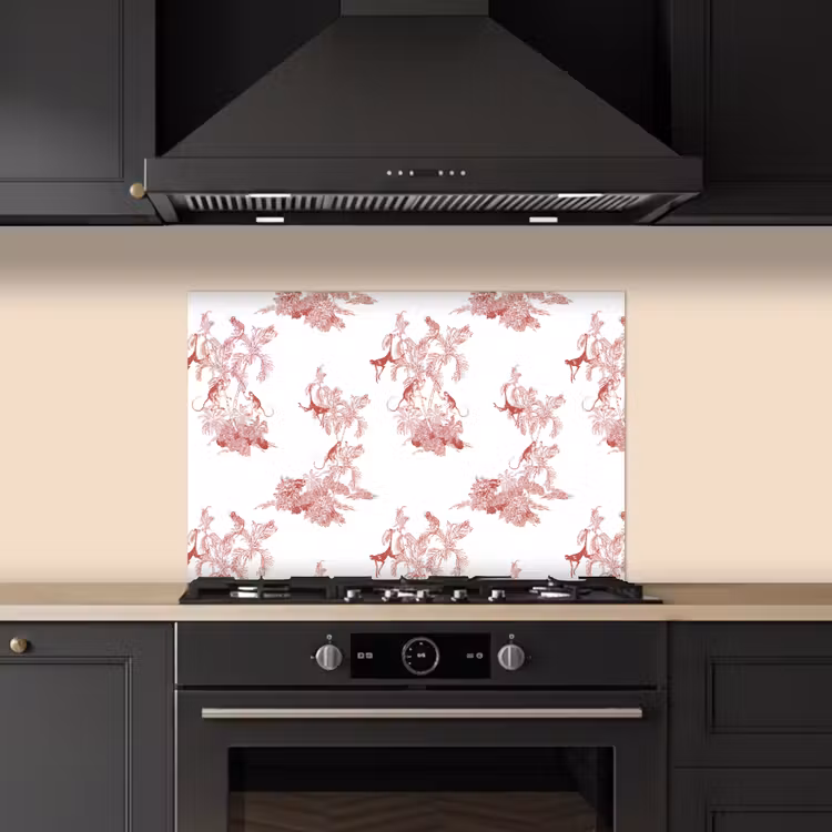 Chimpansee - Beplanting - Rood keuken achterwand spatscherm klein 900 -sfeer1