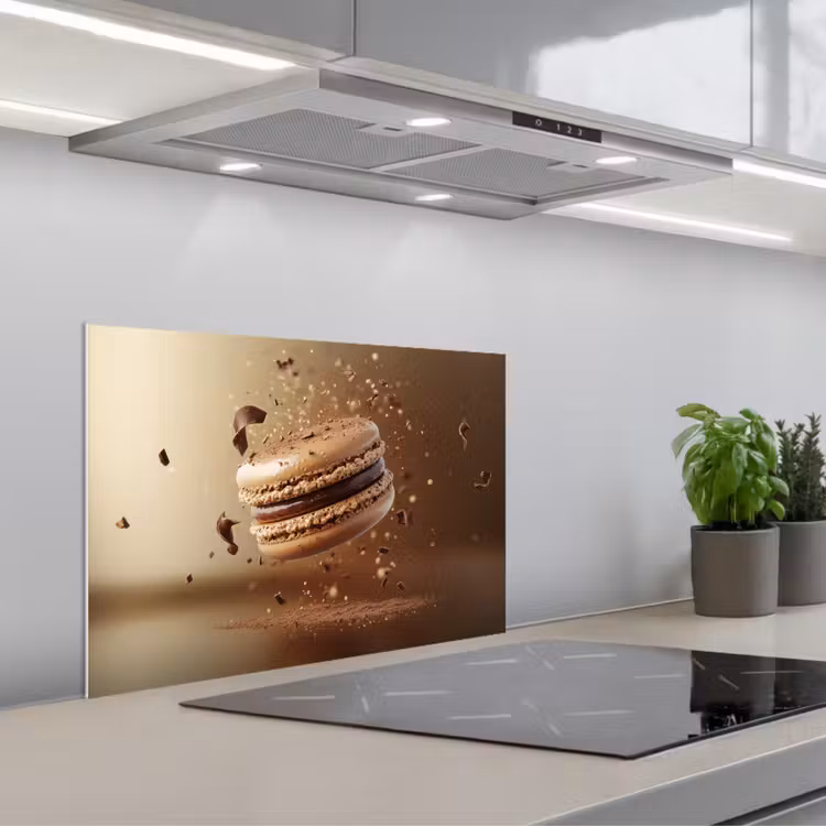 Chocolade - Macarons - Eten - Snoep keuken achterwand spatscherm klein -3d_schuin