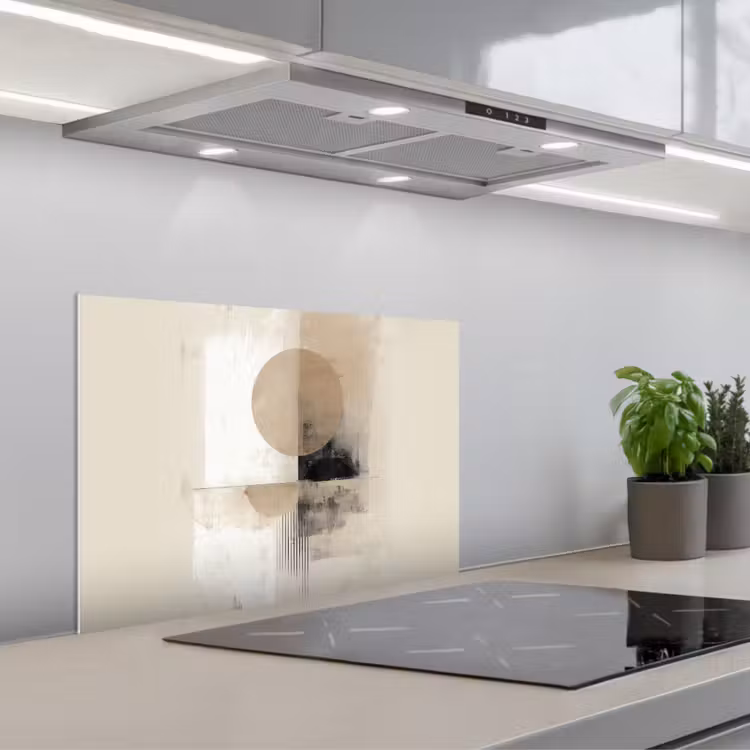 Cirkel - Compositie - Diepte - Beige keuken achterwand spatscherm klein -3d_schuin